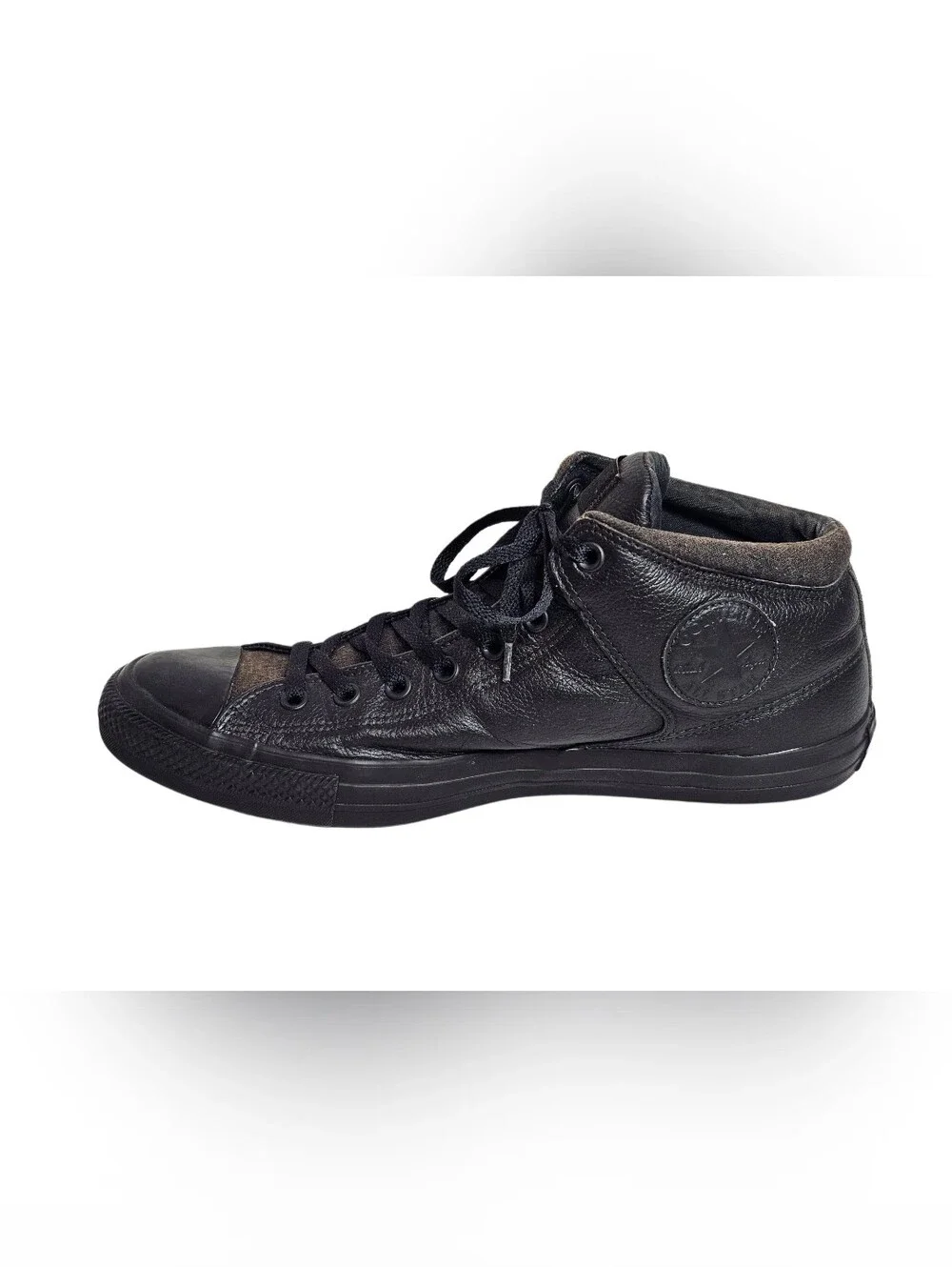 ​Converse CTAS High Street Leather Triple Black 161473C Mid Top Sneakers Men 13